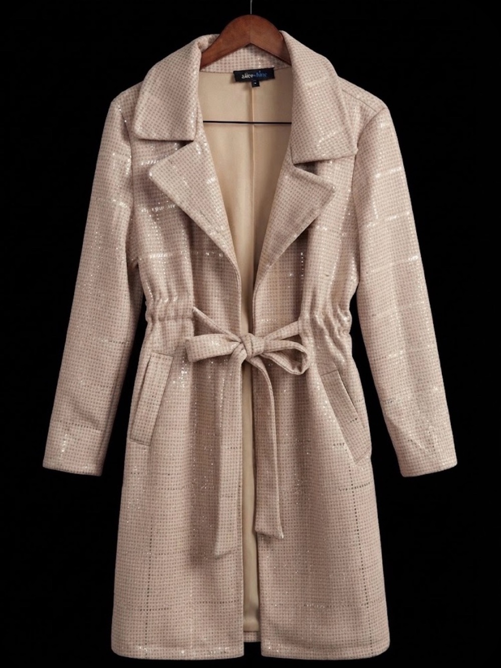 Alice Blue Belted Trench Coat Cardigan - light pink size M